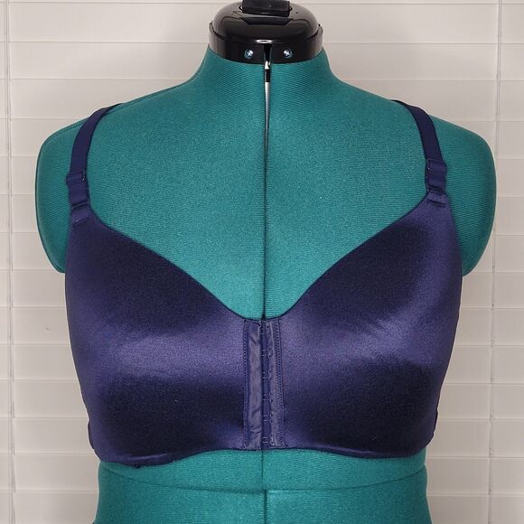 Cacique 42C Lightly Lined Blue Full Coverage No-wire Wireless Lace Racerback Bra - Picture 1 of 5